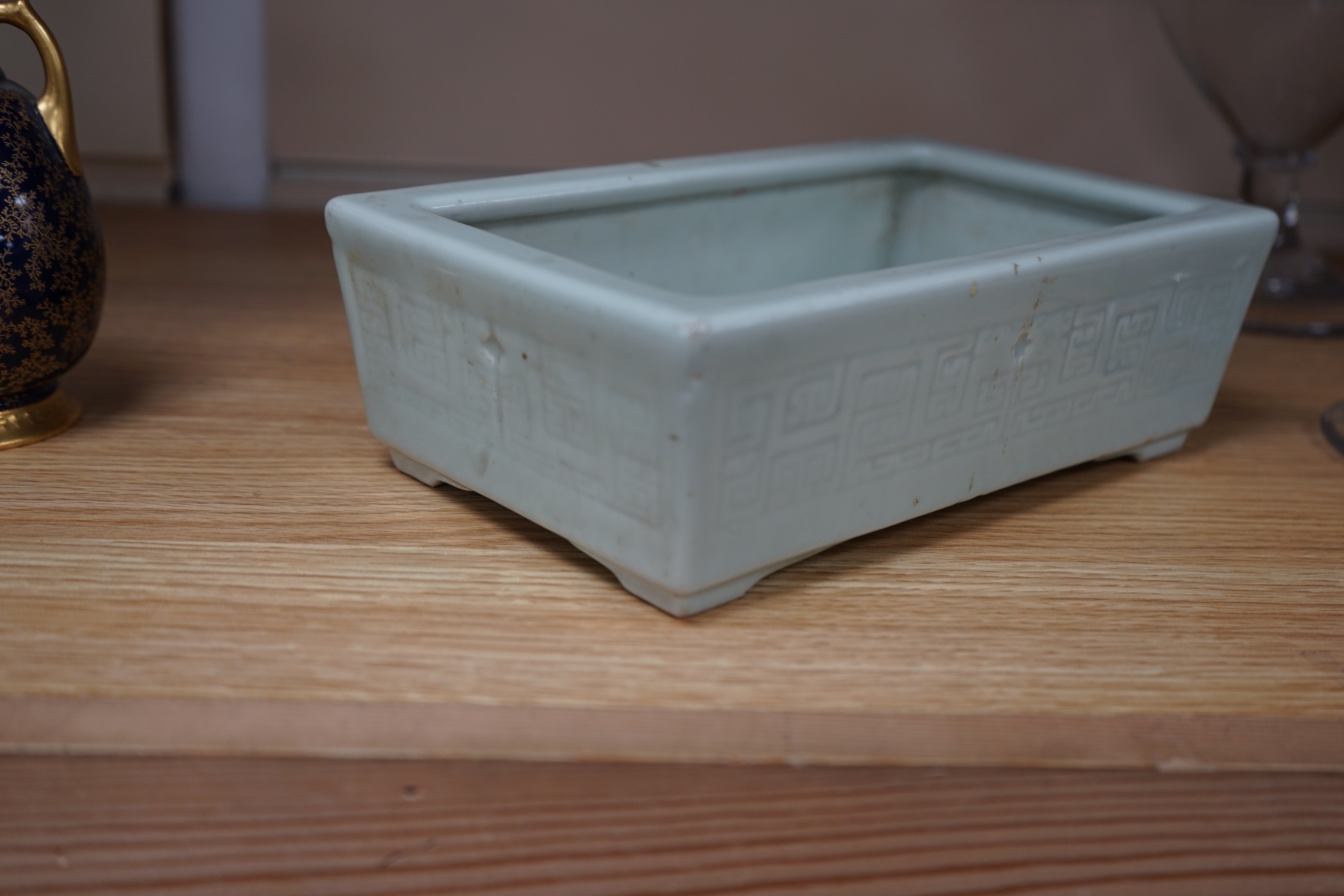 A Chinese celadon glazed planter, early 20th century, 24 cms wide x 14 deep